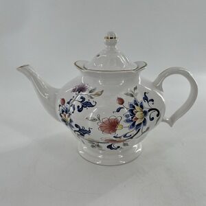 Antique Staffordshire England est‎ 1884 Floral Footed Teapot Arthur Wood Son 5 C